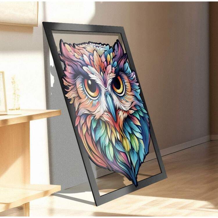 Quadro Decorativo Vazado de MDF Coruja Colorida