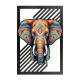 Quadro Decorativo Vazado de MDF Elefante Colorido