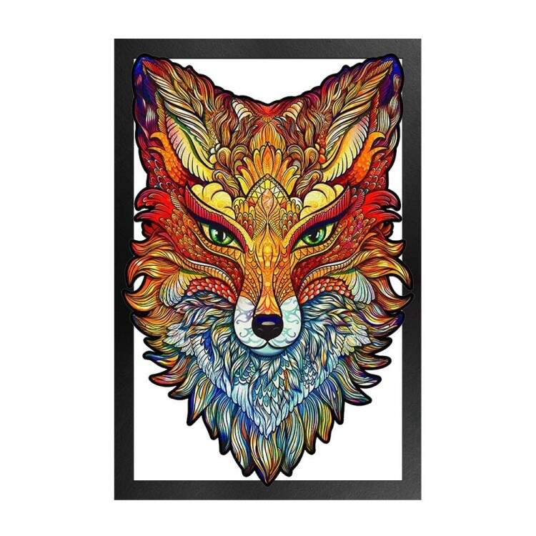 Quadro Decorativo Vazado de MDF Lobo Colorido