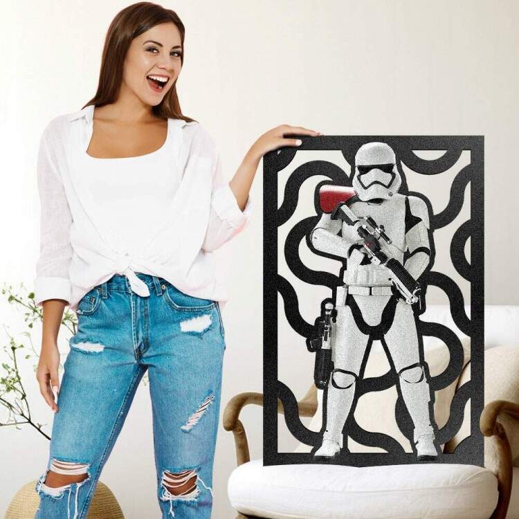 Quadro Decorativo Vazado de MDF Stormtrooper