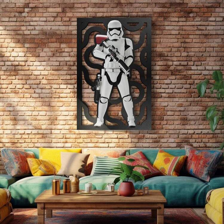 Quadro Decorativo Vazado de MDF Stormtrooper