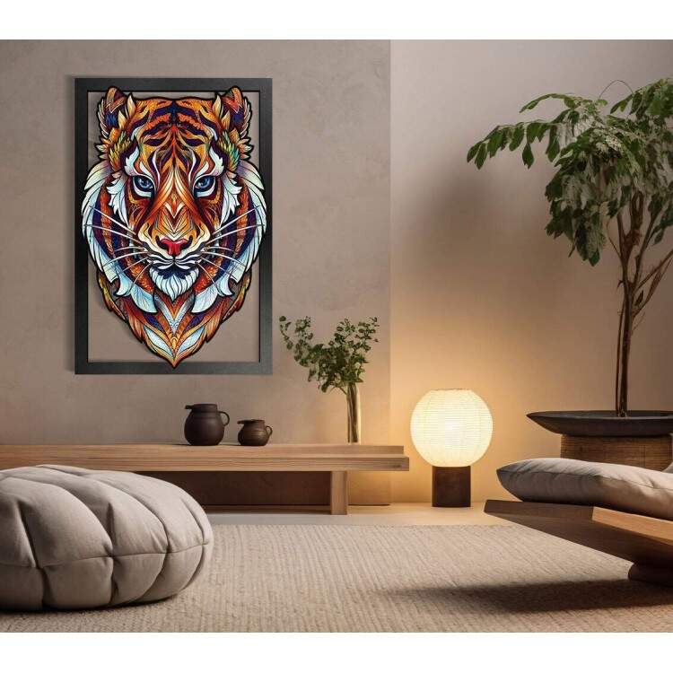 Quadro Decorativo Vazado de MDF Tigre com Detalhes