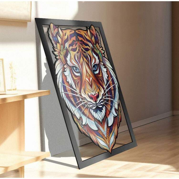 Quadro Decorativo Vazado de MDF Tigre com Detalhes