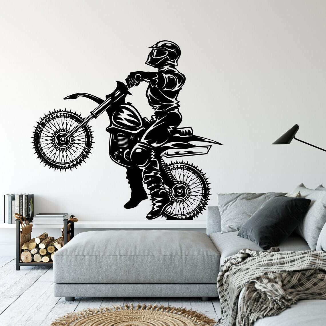 Adesivo de Parede Motoqueiro Empinando em Motocross