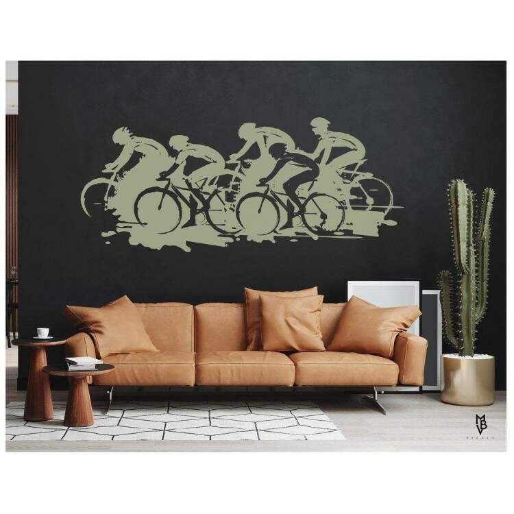 Adesivo de Parede Bikers em Movimento com Estilo de Silhueta