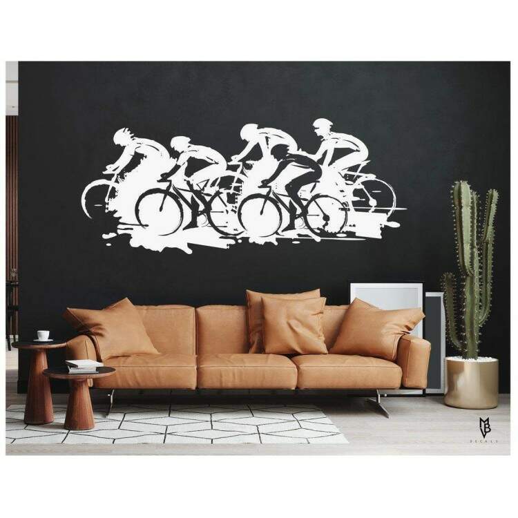 Adesivo de Parede Bikers em Movimento com Estilo de Silhueta