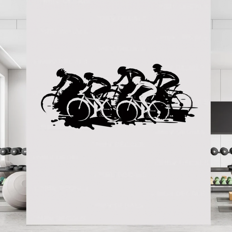 Adesivo de Parede Bikers em Movimento com Estilo de Silhueta