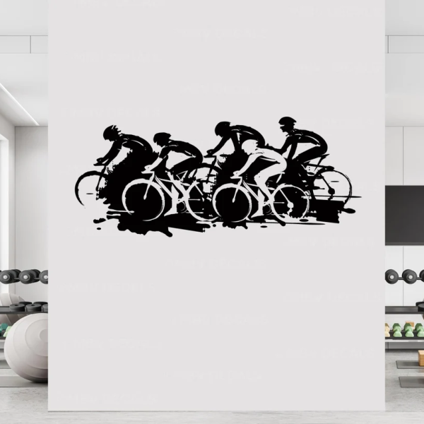 Adesivo de Parede Bikers em Movimento com Estilo de Silhueta