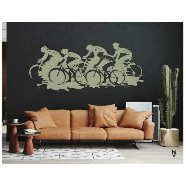 Adesivo de Parede Bikers em Movimento com Estilo de Silhueta