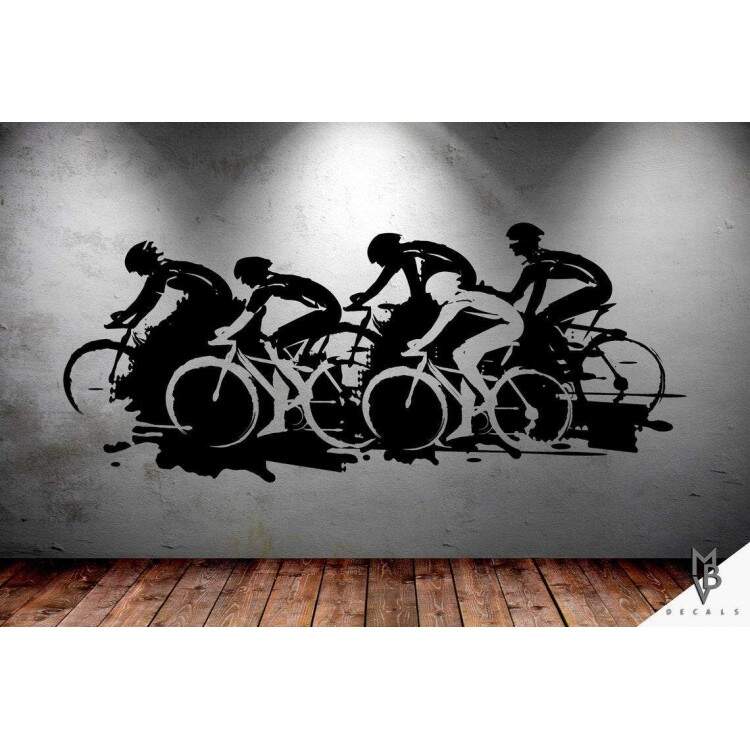 Adesivo de Parede Bikers em Movimento com Estilo de Silhueta