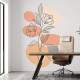 Adesivo de Parede Flores Boho em Laranja e Bege Boho