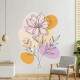 Adesivo de Parede Floral Lil�s e Laranja Art�stico Boho
