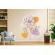 Adesivo de Parede Floral Lil�s e Laranja Art�stico Boho