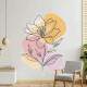 Adesivo de Parede Flor Laranja com Estames e Folhas Boho