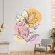 Adesivo de Parede Flor Laranja com Estames e Folhas Boho