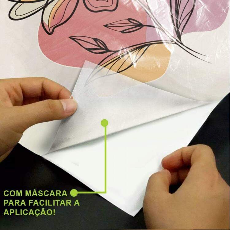 Adesivo de Parede Floral Minimalista Laranja Boho