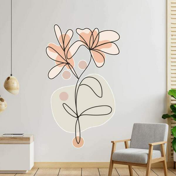 Adesivo de Parede Florais em Tons Pastis com Geometria Boho
