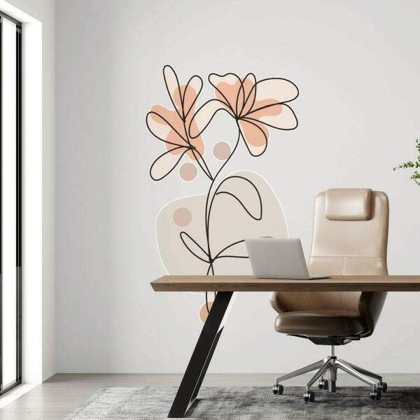Adesivo de Parede Florais em Tons Pastis com Geometria Boho