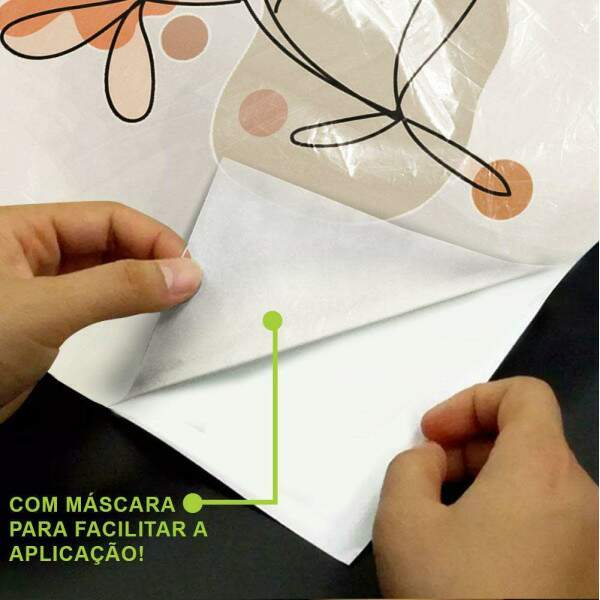 Adesivo de Parede Florais em Tons Pastis com Geometria Boho