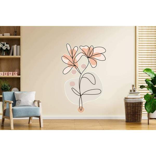 Adesivo de Parede Florais em Tons Pastis com Geometria Boho