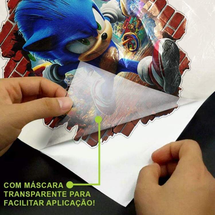 Adesivo de Parede Buraco Falso Sonic: Efeito 3D Inspirado em Games