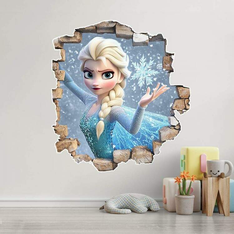 Adesivo de Parede Buraco Falso do Personagem Frozen