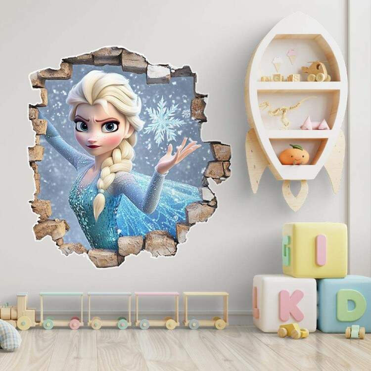Adesivo de Parede Buraco Falso do Personagem Frozen