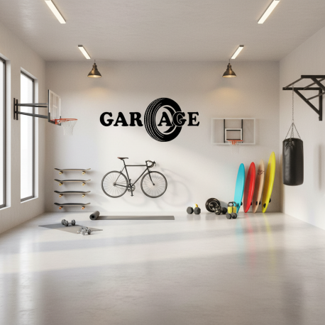 Adesivo de Parede Garage e Pneu - Estilo e Personalidade para Seu Espao 3D