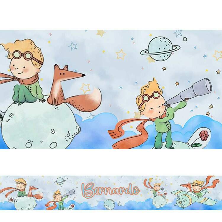 Adesivo de Parede Faixa Espacial - Aventura do Garoto e seu Raposo