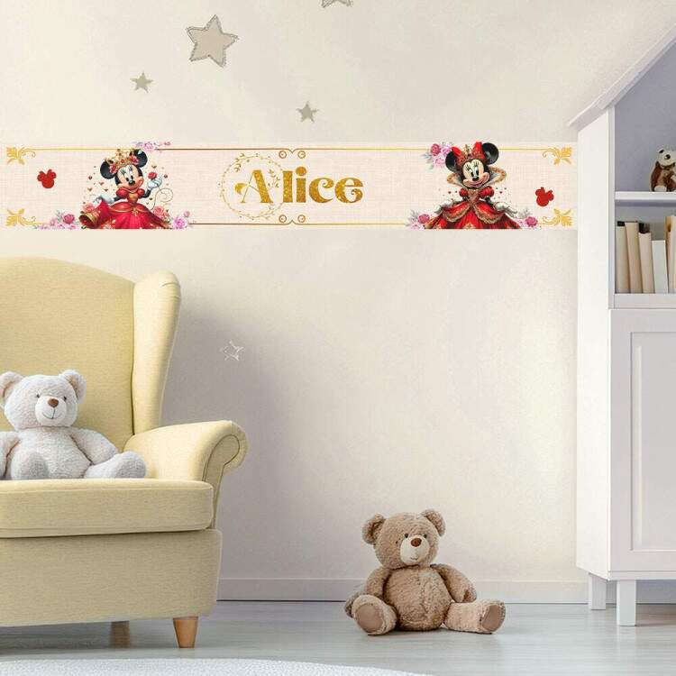 Adesivo de Parede Faixa Minnie Mouse Personalizvel