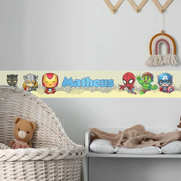 Adesivo de Parede Faixa Super-Heris Personalizado