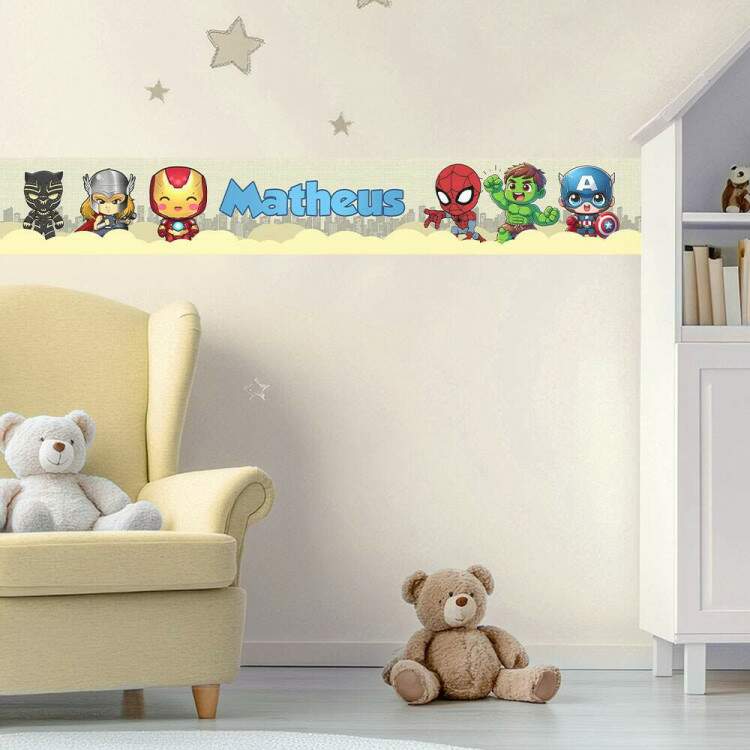 Adesivo de Parede Faixa Super-Heris Personalizado