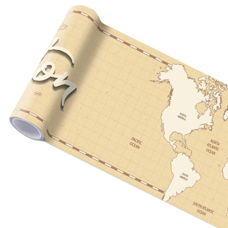 Adesivo De Parede De Faixa Mapa-mndi Vintage