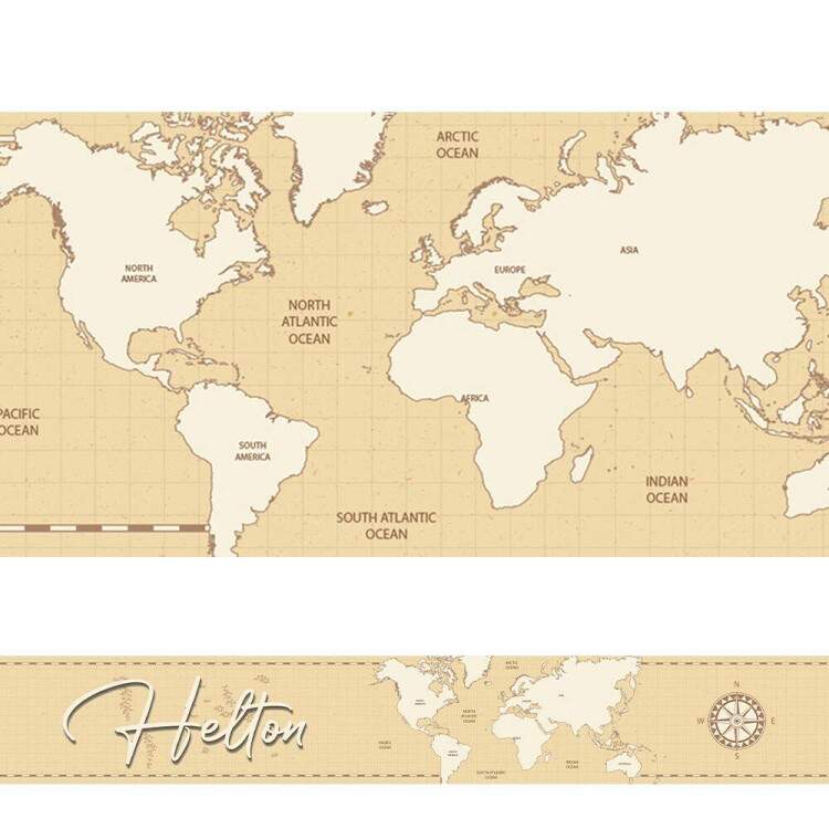 Adesivo De Parede De Faixa Mapa-mndi Vintage