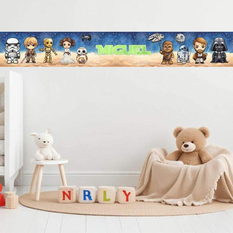 Adesivo De Parede De Faixa Star Wars - Quarto Do Jedi
