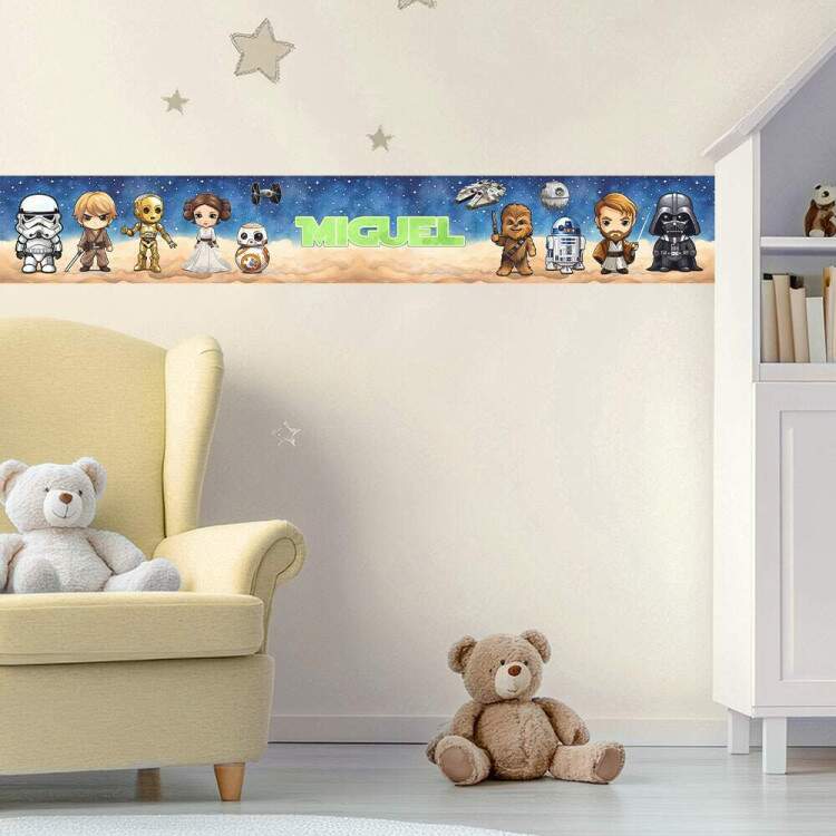 Adesivo De Parede De Faixa Star Wars - Quarto Do Jedi