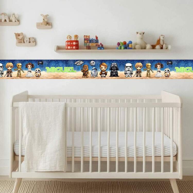 Adesivo De Parede De Faixa Star Wars - Quarto Do Jedi