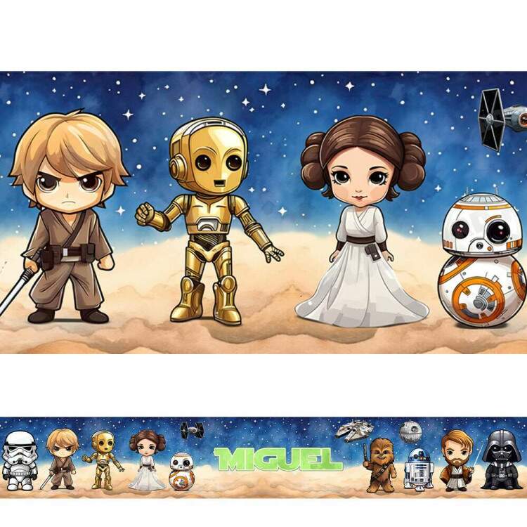 Adesivo De Parede De Faixa Star Wars - Quarto Do Jedi