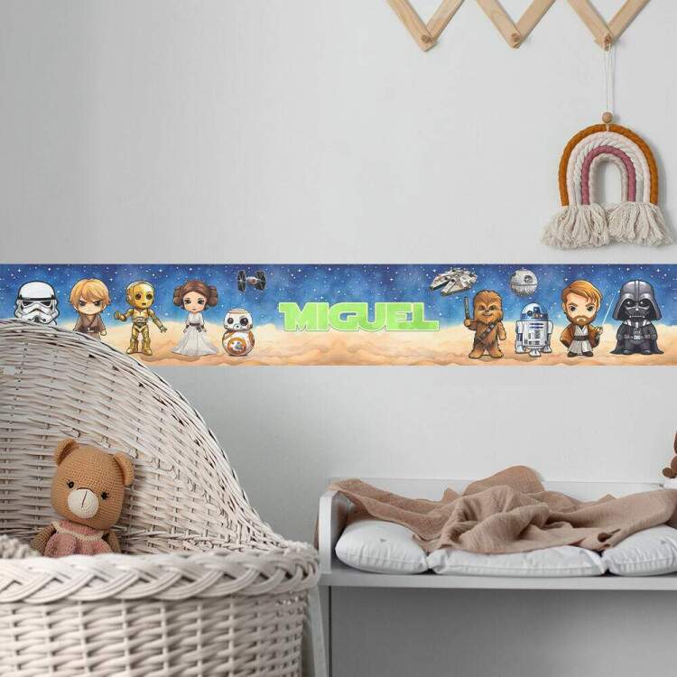 Adesivo De Parede De Faixa Star Wars - Quarto Do Jedi