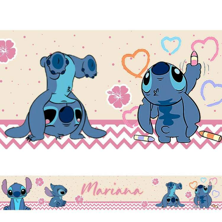 Adesivo De Parede De Faixa Stitch Com Corpos E Flores