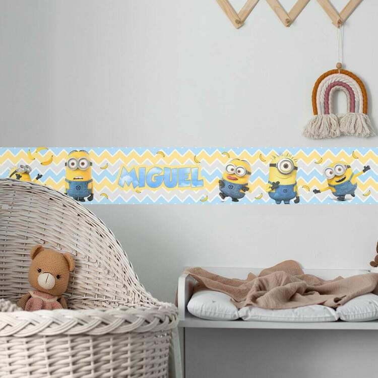 Adesivo De Parede De Faixa Minions Personalizado