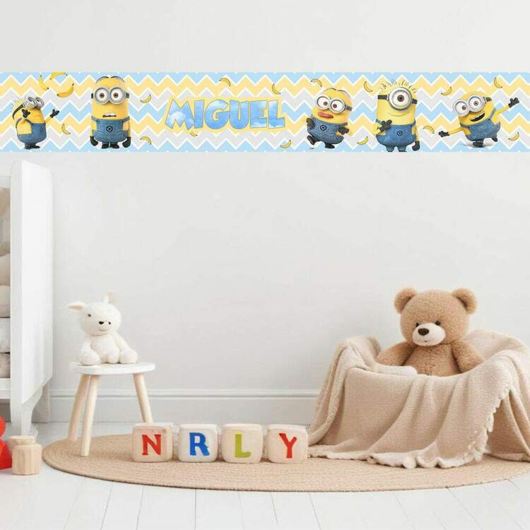 Adesivo De Parede De Faixa Minions Personalizado