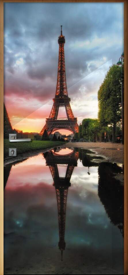 Adesivo para Porta Paisagem Torre Eiffel ao Entardecer