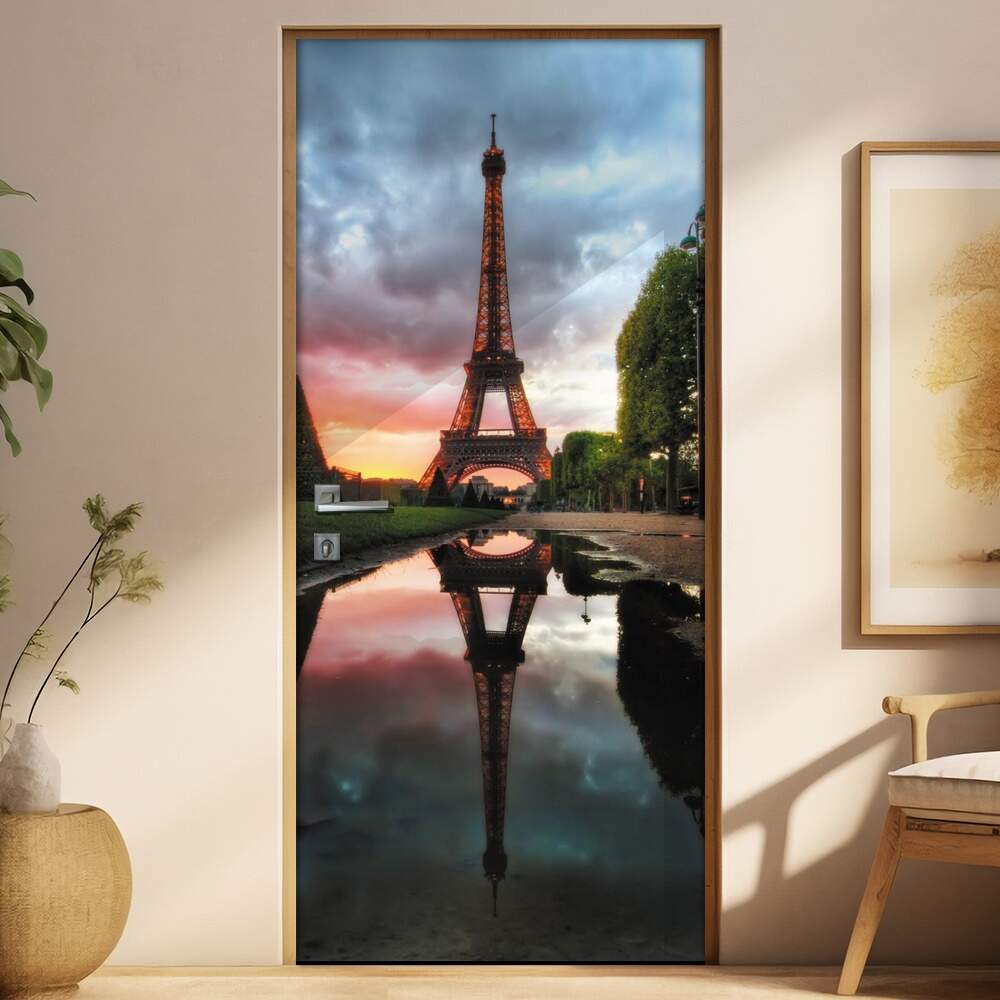Adesivo para Porta Paisagem Torre Eiffel ao Entardecer