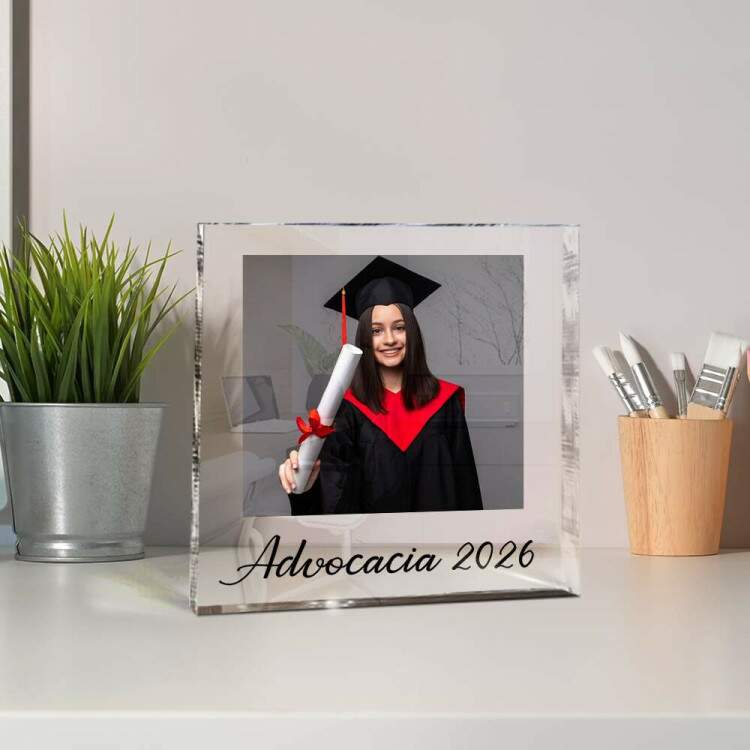 Bloco de Mesa Foto quadrado com nome ou frase
