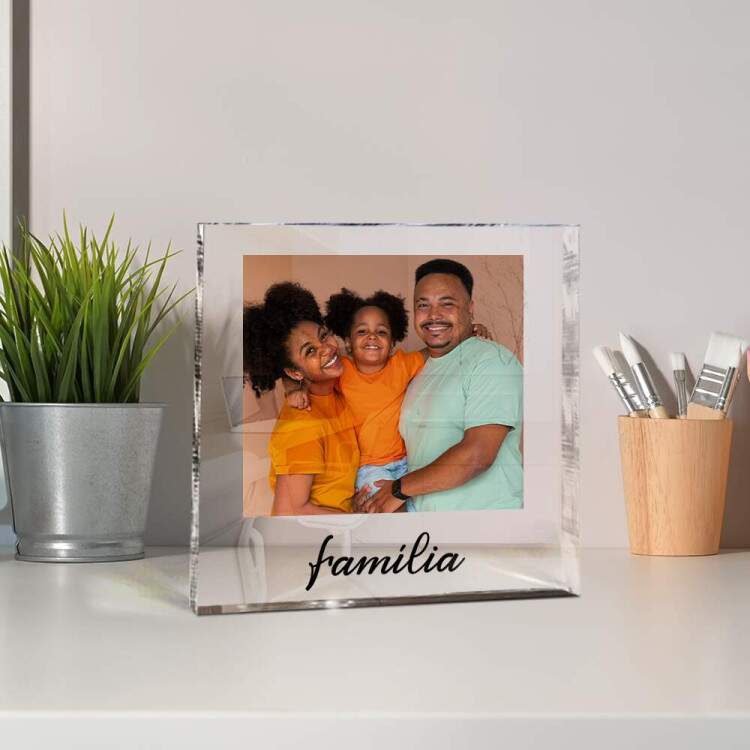 Bloco de Mesa Foto quadrado com nome ou frase