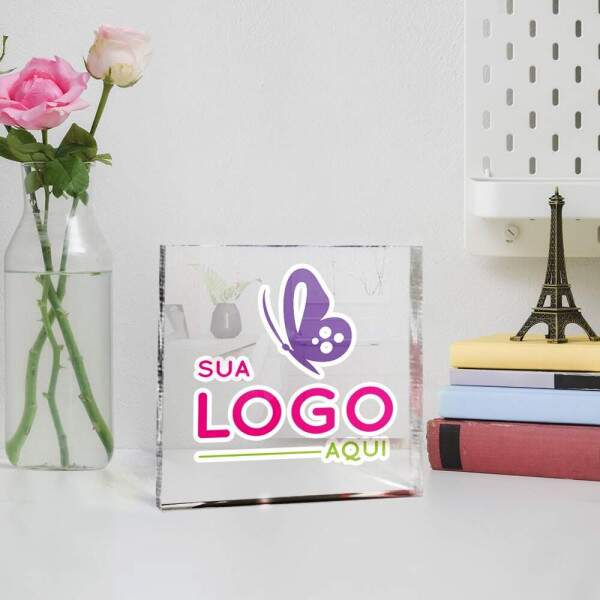Bloco de Mesa Foto quadrado com logo colorido