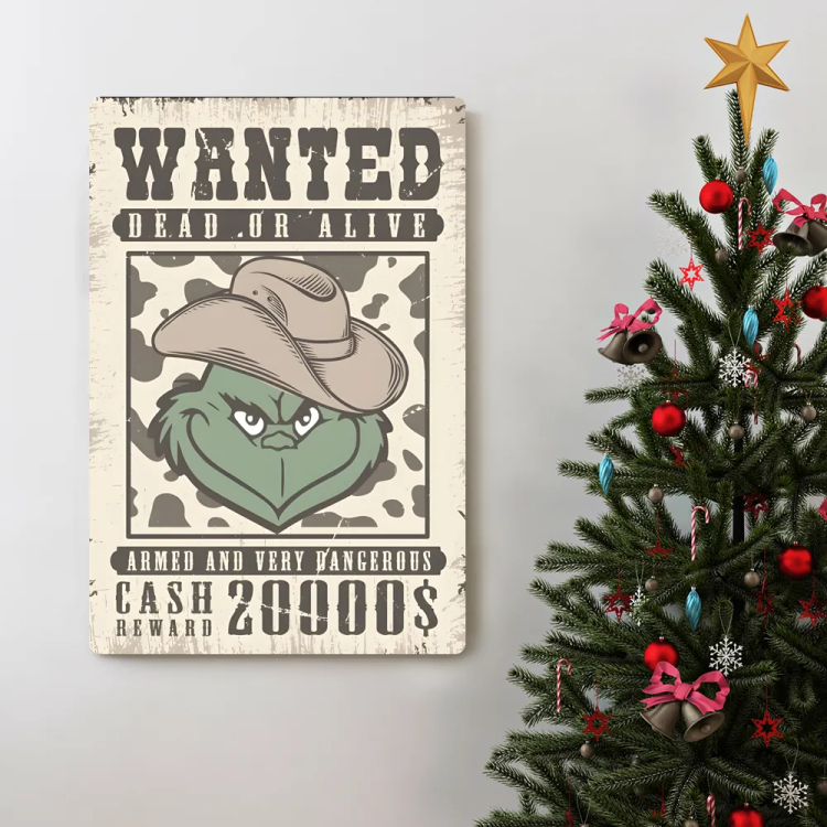Placa Decorativa Grinch Do Velho Oeste