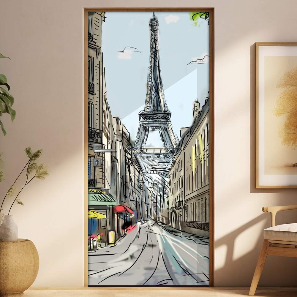 Adesivo para Porta Torre Eiffel Pintura  leo