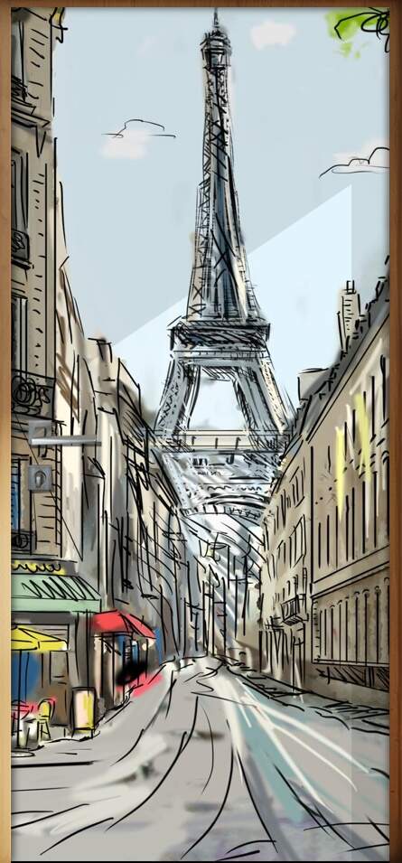 Adesivo para Porta Torre Eiffel Pintura  leo